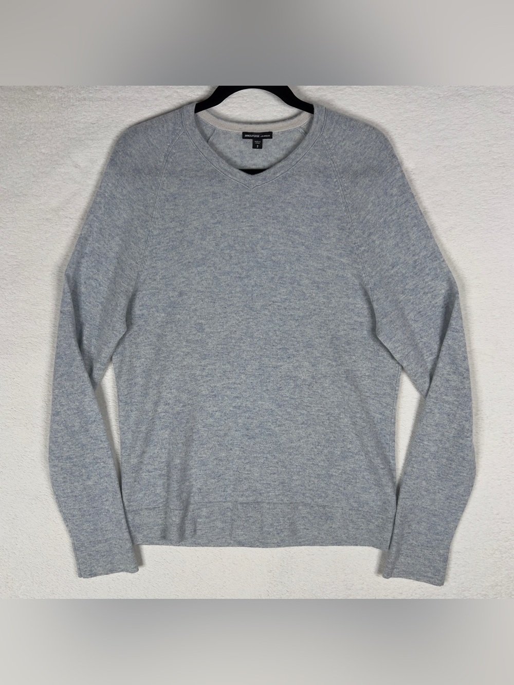James Perse 100% Fine Cashmere Sweater Men's 2 Medium Lightweight Gray Glacier